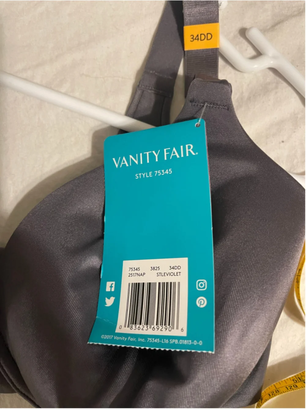 Women's Vanity Fair Beauty Back Bra 34DD Purple